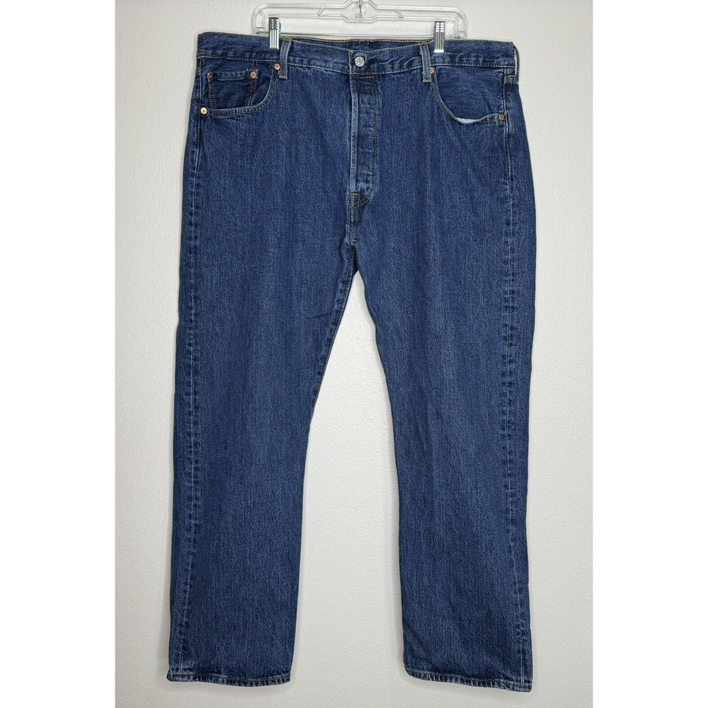 Levi's Levi Strauss Mens 501 Jeans Size 42x32‎ Button Fly Dark Wash Red Tab